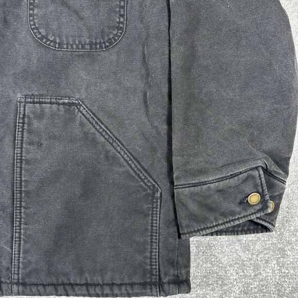 Vintage 90's WearGuard Blanket Lined Size Large Chore Coat Black Canvas Jacket - Picture 5 of 9